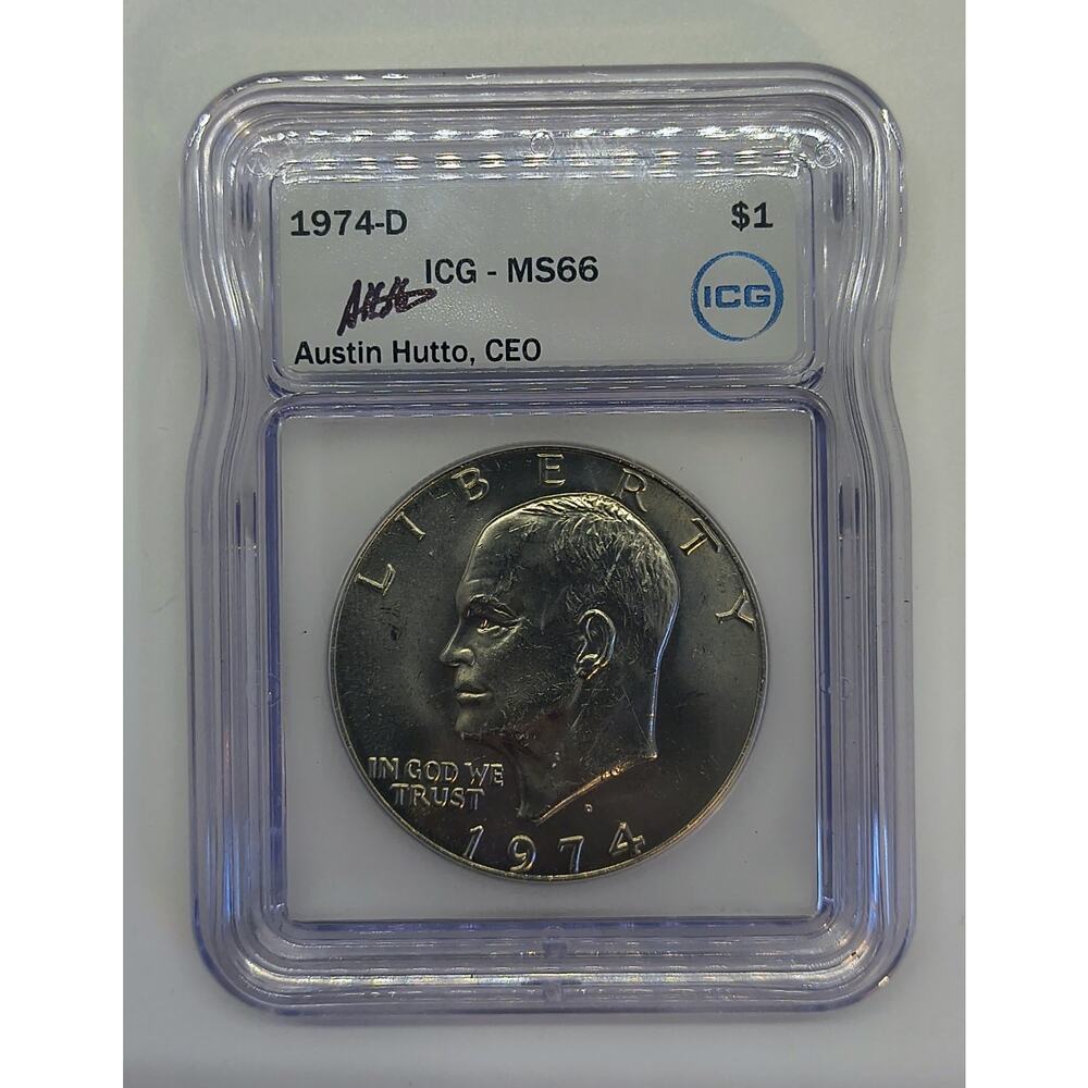 1974-D Eisenhower $1 ICG MS66 | Austin Hutto Hand Signed